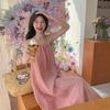 Pink Suspender Long Dress Women's Summer New Seaside Vacation Beach Dress Neck Design Niche Skirt