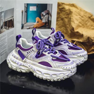Fashion Design Purple Height Increasing Shoes Men Breathable Thick Bottom Men's Casual Sneakers Hip Hop Rock Style Platform Sport Shoes