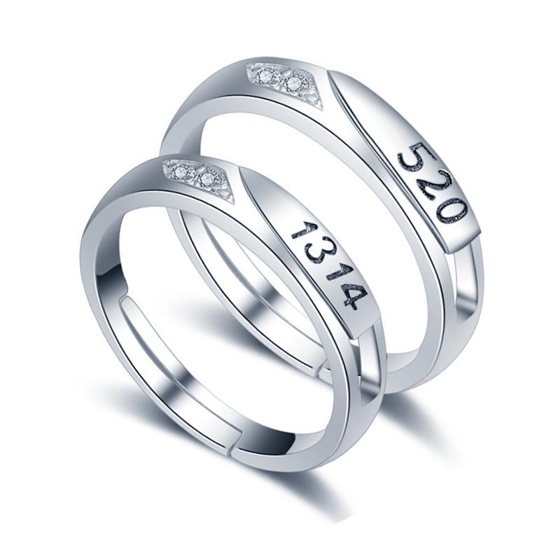 2 Stück 925 Sterling Silber Partnerringe Verstellbar Schlichtheit Mode Exquisit Herren Damen Schmuck Zubehör Hochzeitsfeier Geschenk