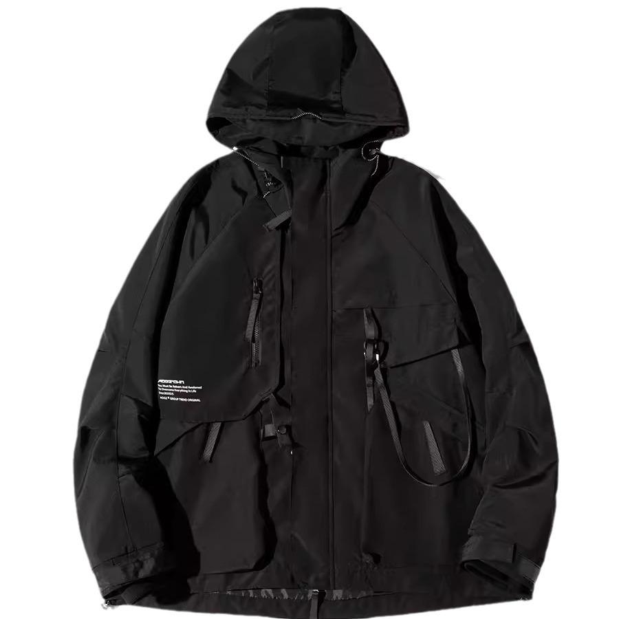 AOGZ Unisex Hooded Windbreaker for Spring/Autumn 2024 - Functional American-Style Jacket