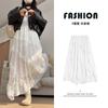 Irregular Lace White Skirt Women's New Spring and Autumn High Waist Drape a Word Long Skirt Design Sense Fluffy Skirt