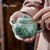 Ceainic Ceramic Celadon Yue Kiln 150ml Gravură Manuală Dragon Ceainic Mic cu Orificiu de Filtru Set de Ceai Kung Fu de Uz Casnic