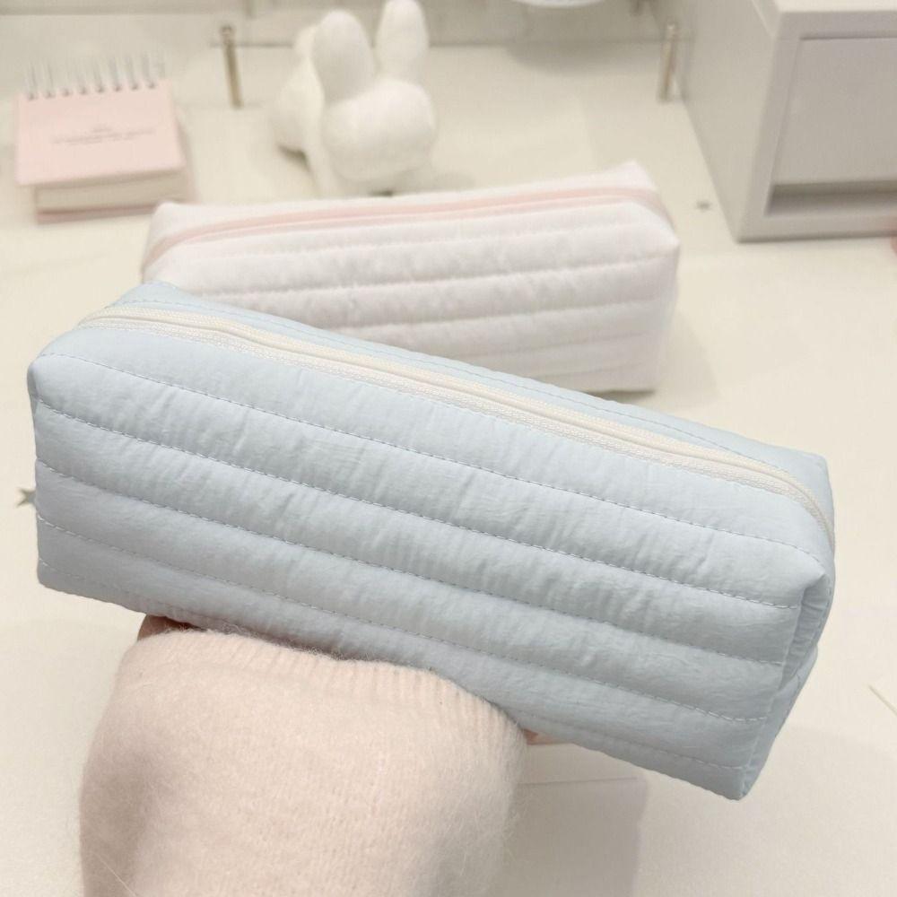 Portable Cream Color Pencil Case Multi-functional Large-capacity Stationery Storage Bag Stationery Organizer School Supplies