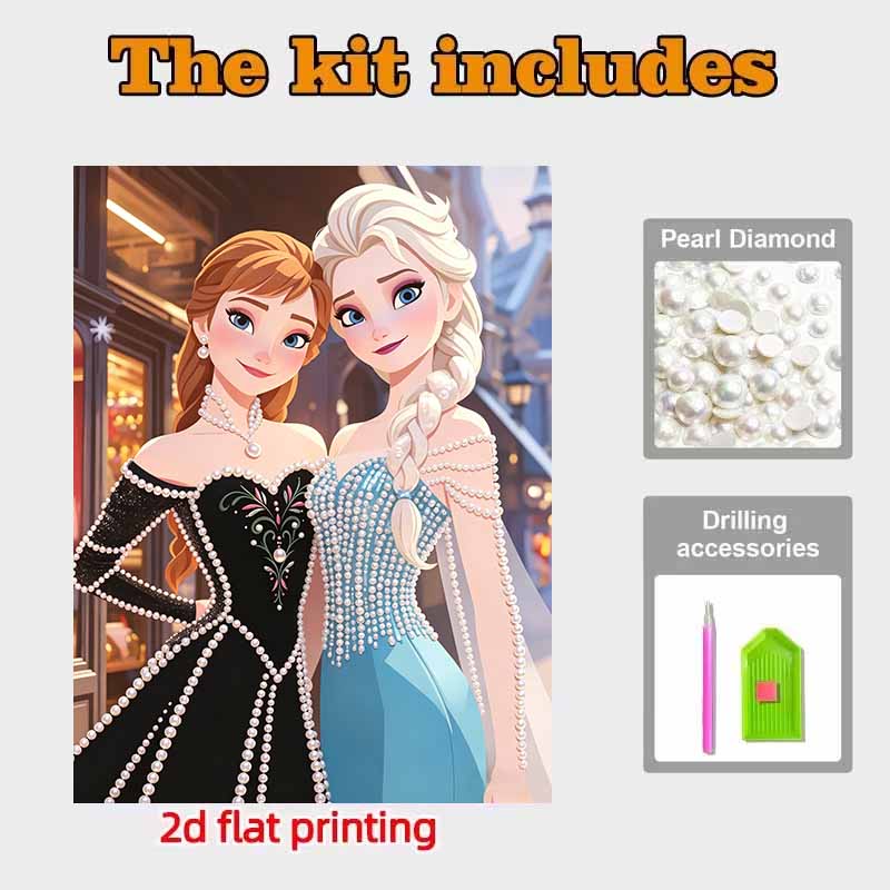 Disney Pearl Painting Anna and Elsa DIY Pearl Art Painting Pearl Gem Painting Pictures Crafts Special Shape Home Wall Decoration