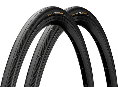 Continental Ultra Sport 3 700x28C FB Road Clincher Set of 2 Black/Black Tires,