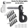 New With Screw Lights Hook Plastic Black White String Light Hangers Garage Hooks Indoor And Outdoor