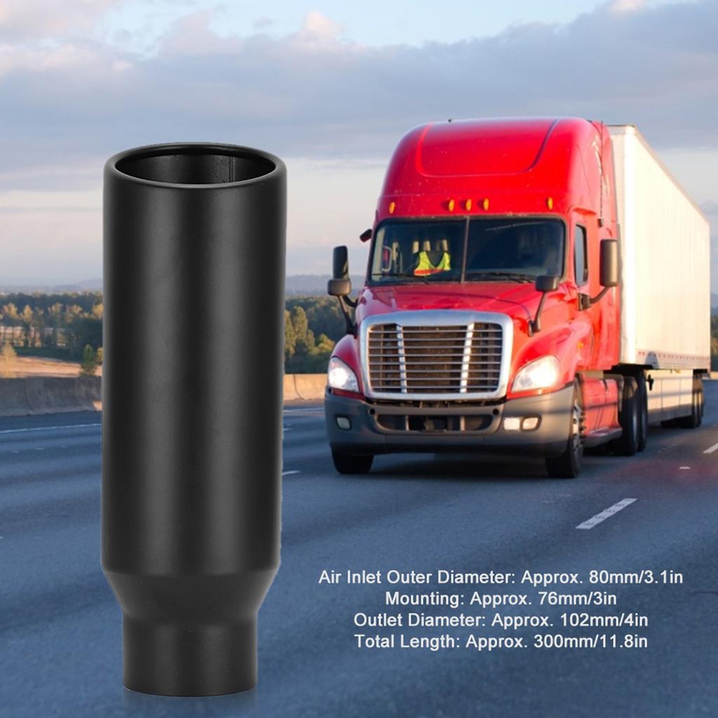 Car Exhaust Pipe Stainless Steel 80mm 3.1in Inlet 102mm 4in Outlet Universal Tail ThroatBlack