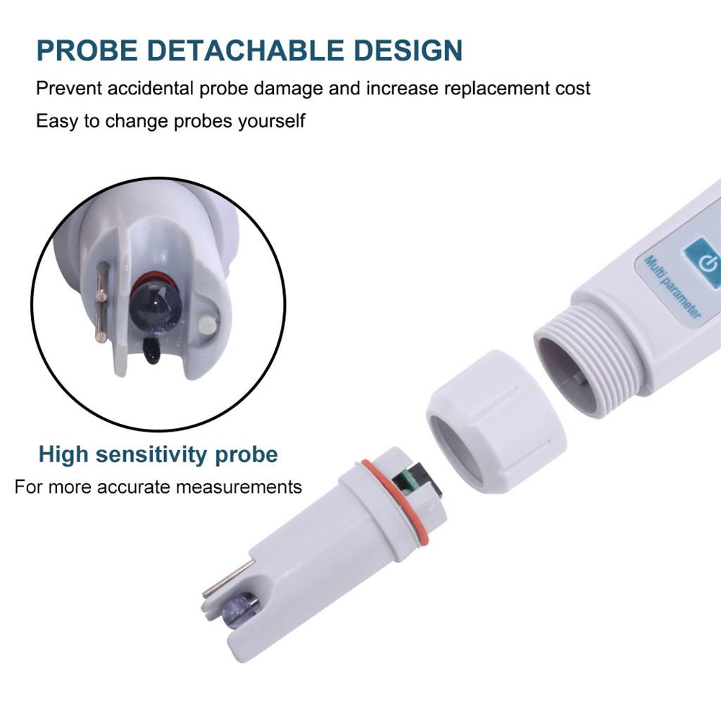 Digital PH Meter Tester 4 in 1 TDS EC Temp High Accuracy Pen Type Tester Water Quality Tester Fit for Pools Lab Drinking
