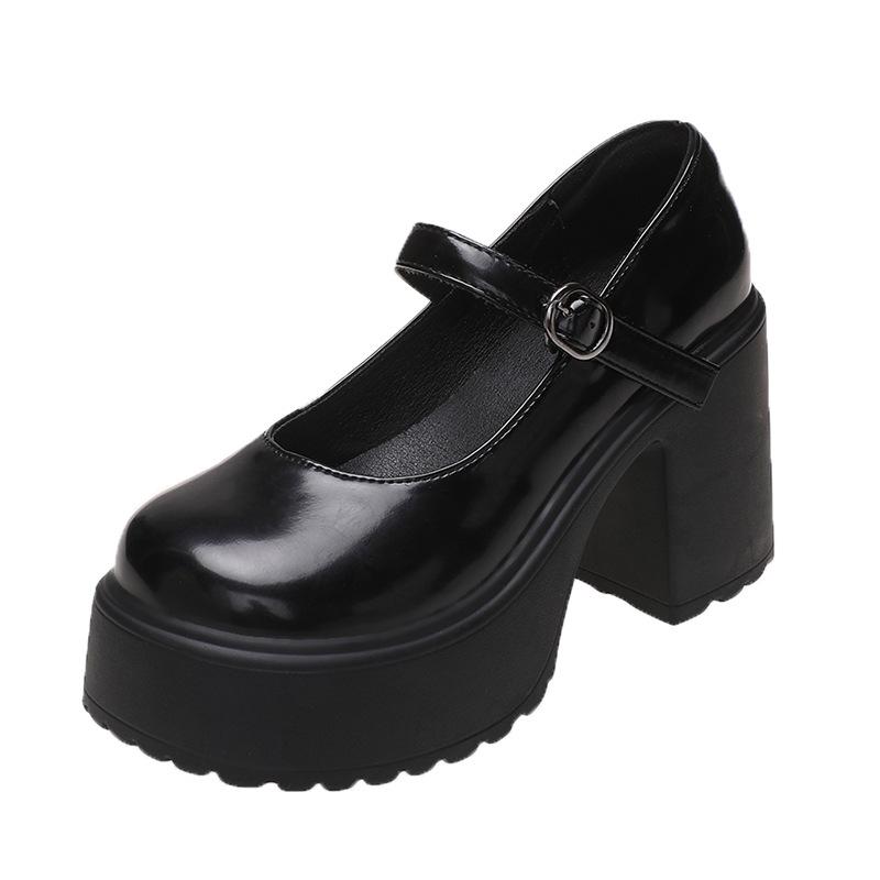 2023 Women's Retro Mary Jane Chunky Heel Leather Shoes - Height Boosting French Fashion