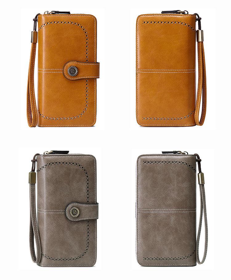 RFID-Blocking Women's Long Zipper Wallet: Large Capacity European & American Style