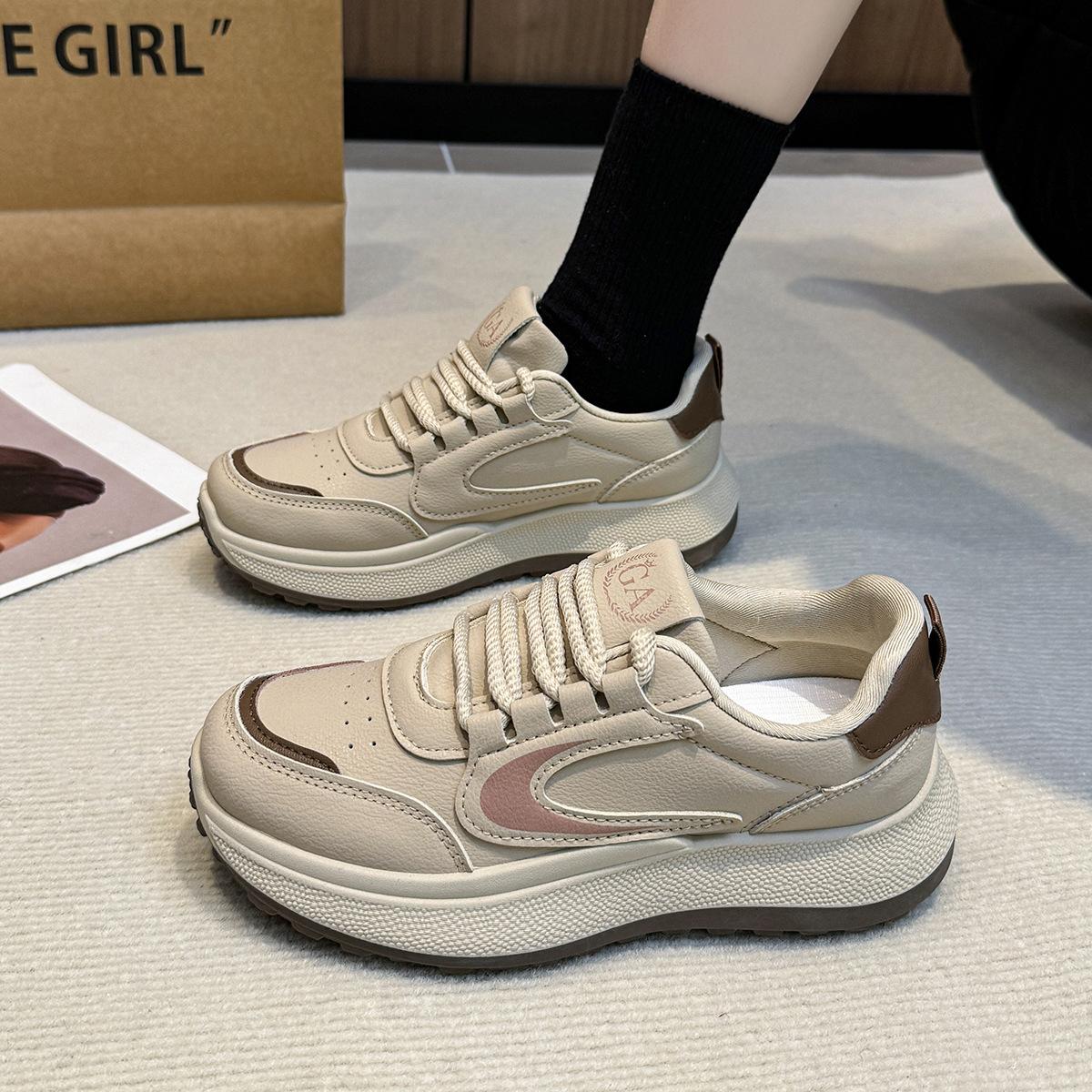 

Korean version of sports little white shoes women s 2024 spring new thick-soled heightening breathable casual shoes street shooting student board shoe 35