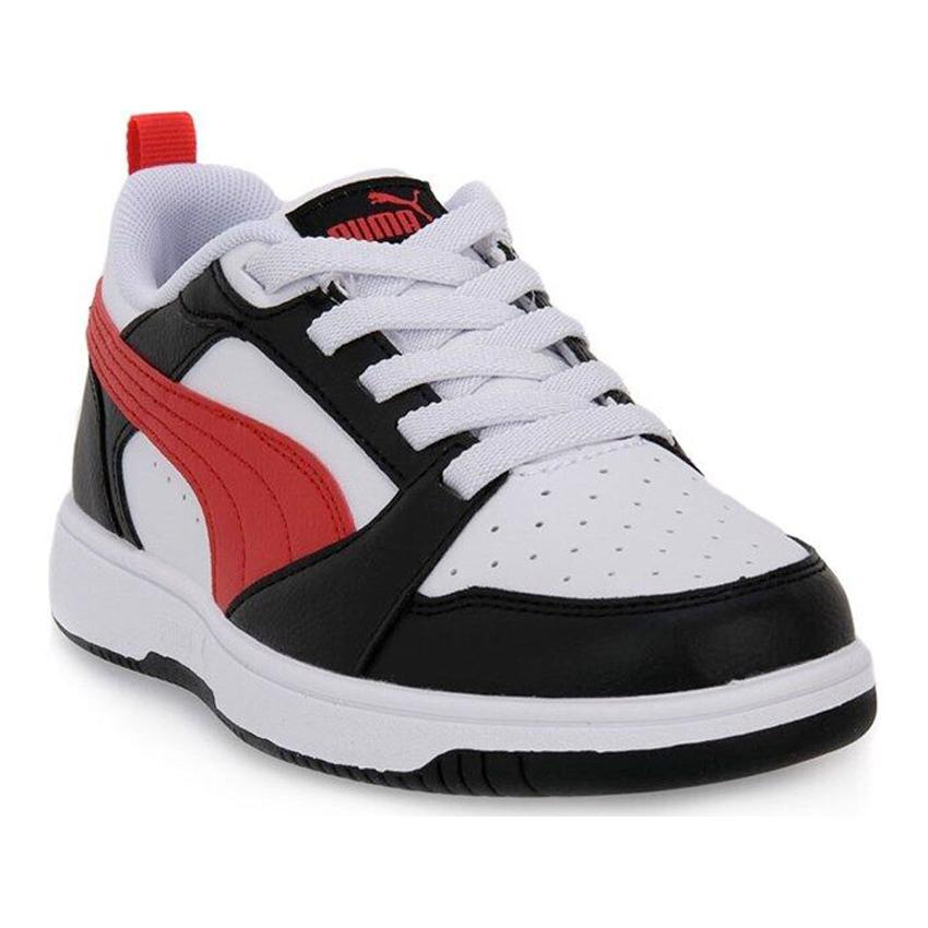 Puma Rebound V6 Low Ac Ps Comfortable Low-Top Kids Skate Shoes Kids Sneakers White Black 396742-04