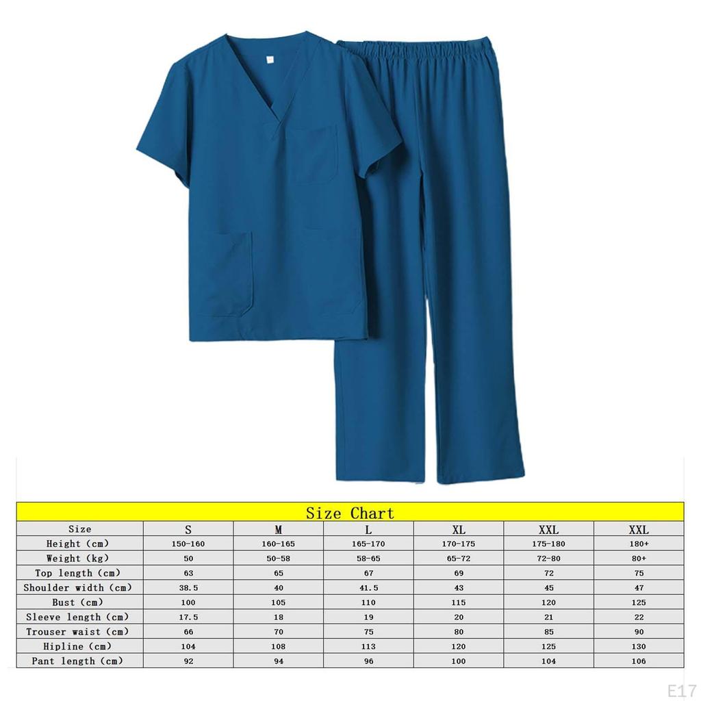 Herren Damen Scrub Set Krankenschwester Kostüm mit Taschen V-Ausschnitt T-Shirt Atmungsaktives Oberteil Jogginghose Uniform