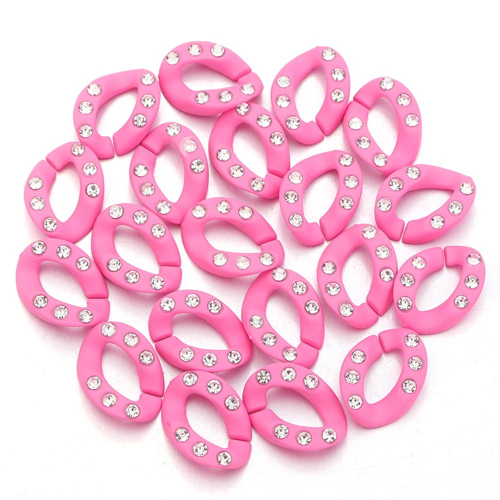 20pcs 19x14mm Acrylic Link Chain Clasp Colorful Open Buckle Beads Connector With Diamond For Jewelry Making Necklace Bag Chain