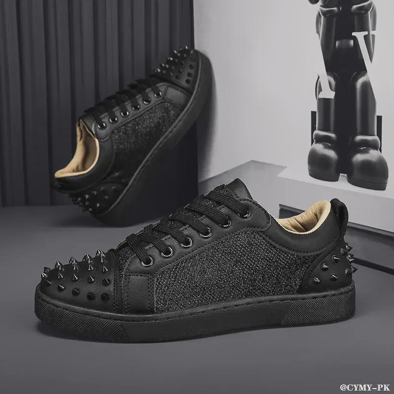 2024 Men's Casual Black Rivet Low-Top Fashion Shoes