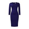 Women Elegant Office Long Sleeve High Waist Solid Bodycon Pencil Midi Dress