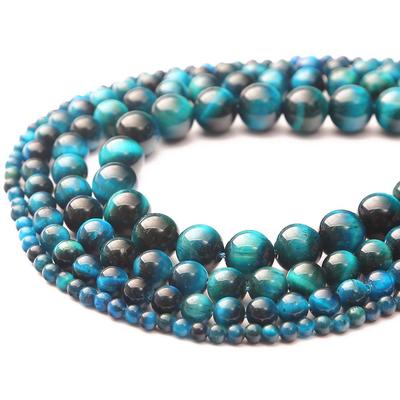 4-12mm/32-89pcs Natural Round Royal Blue Amber Stone Beads for Jewelry Making DIY