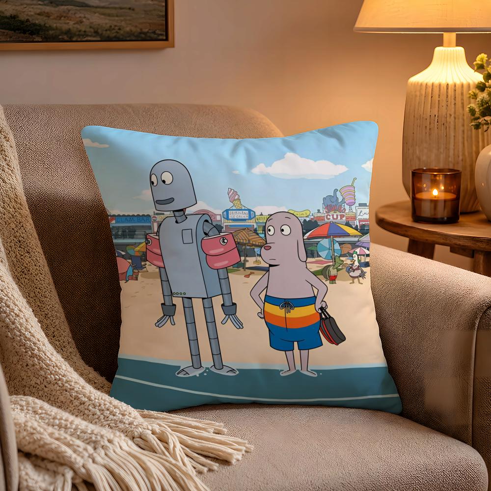 Healing RRobot Dreams Anime Cushion Cover Soft Plush Cushion Cover Double Print And Invisible Zipper For Sofa Home Car Use