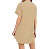 Women's pajamas dress Khaki short-sleeved V-neck casual dress