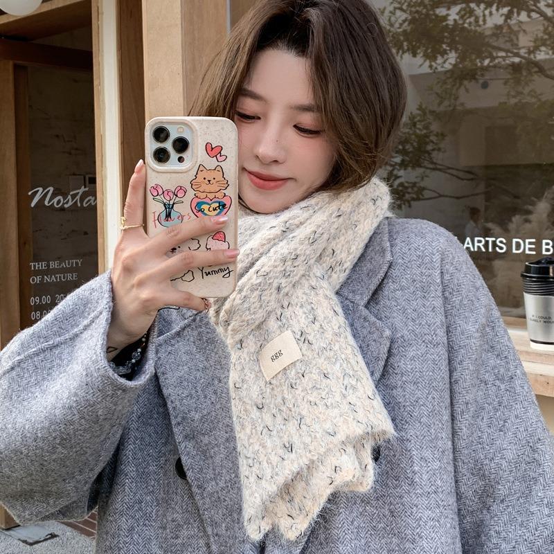 Wool Wool Scarf Women's Winter New High-end Sense Thickened Warm Knitted Scarf Couples Versatile