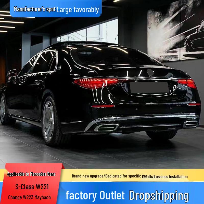 Compatible 08-13 Mercedes S-Class W221 to W223 Maybach Front Bumper + Wide Body Kit Rear Bumper