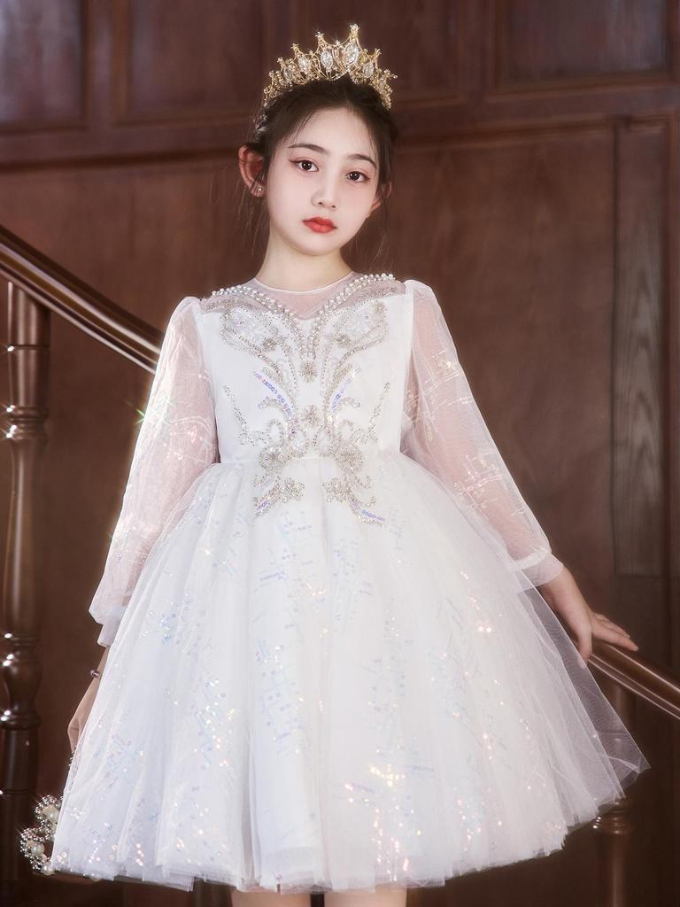 Girls' Luxury Tulle Dress for Piano Shows & Flower Girl Events