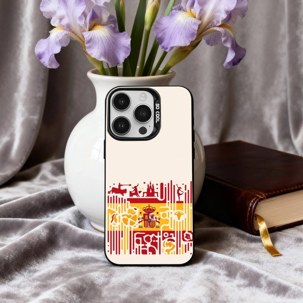 

Art S-Spanish-H F-Flag-G Nationa Phone Case For iPhone17,16,15,14,13,12,11 Plus,Pro Max Black Candy silver phone case iPhone14ProMax