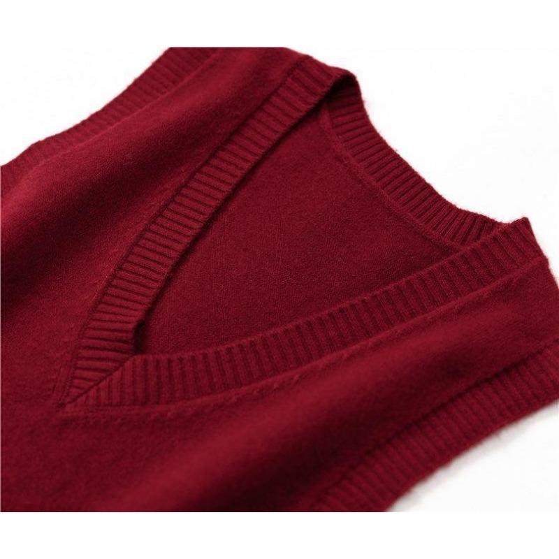 Women's Vintage V-Neck Knitting Vest Side Split Button Sleeveless Sweater Autumn Winter Solid Color Casual Waistcoat