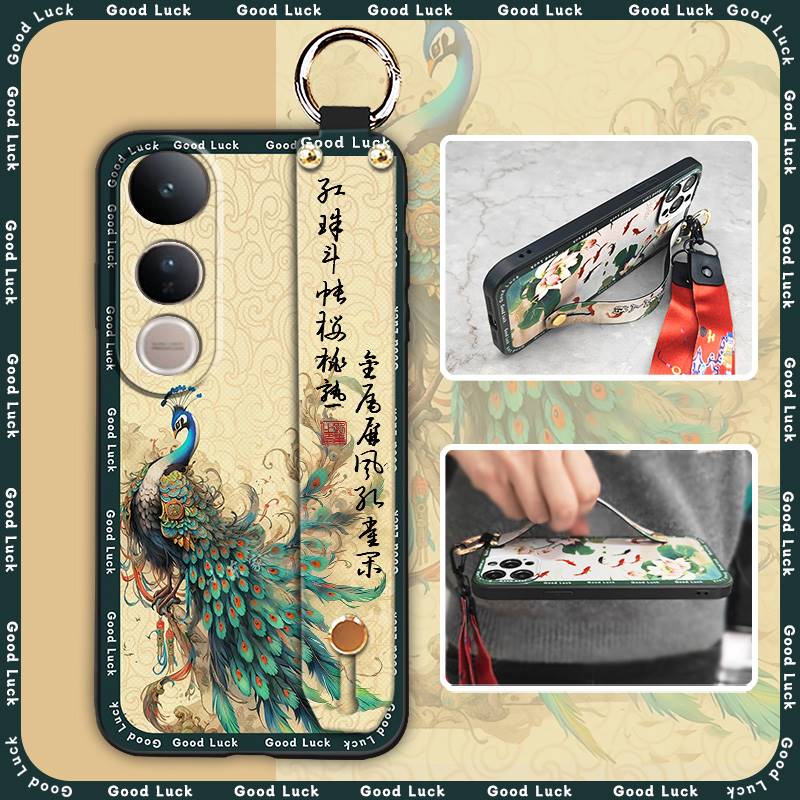 Elderly Lady Dirt-resistant Phone Case For VIVO V50 Lite 5G Global Waterproof Lanyard For Mom Silicone Back Cover Ring