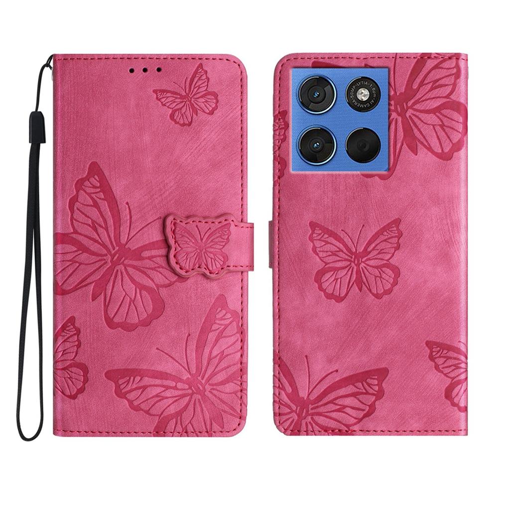 For Motorola Moto G57 5G Case Butterfly Design Flip Wallet Leather Phone Cover Skin-Touch