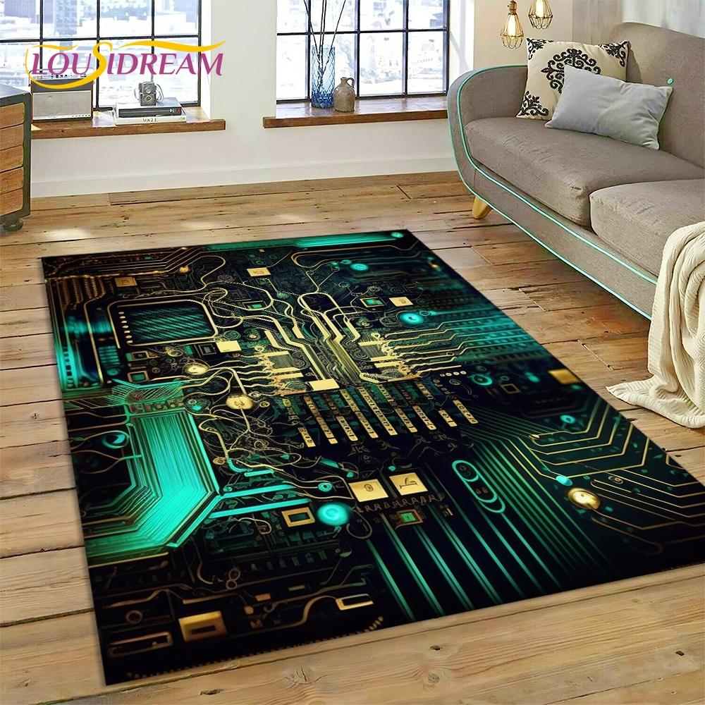 

PCB Circuit Board 3D Chip CPU Rug Carpet for Living Room Bedroom Home Decor,Floor Mat Non-slip Decoration for Sofa Doormat Gift 40x60cm( 15x23in )