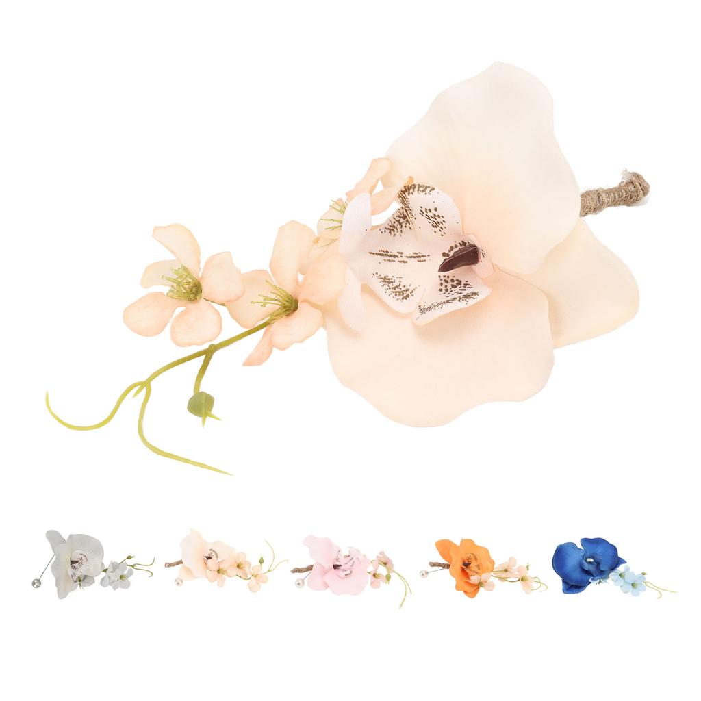 5 Pcs Groom Boutonniere Elegant Men Wedding Flower Lifelike Permanent Reusable Artificial Brooch Flo