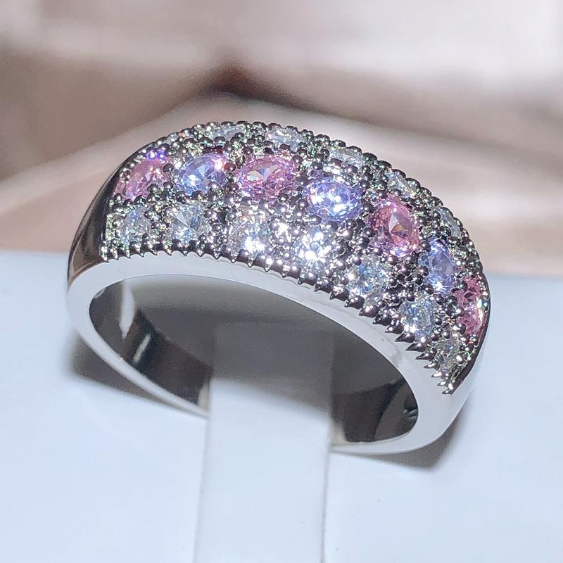 Colorful Zircon Low-key Design Wedding Rings for Women Copper Color Shiny Lady's Accessories Anniversary Ring Fashion Jewelry