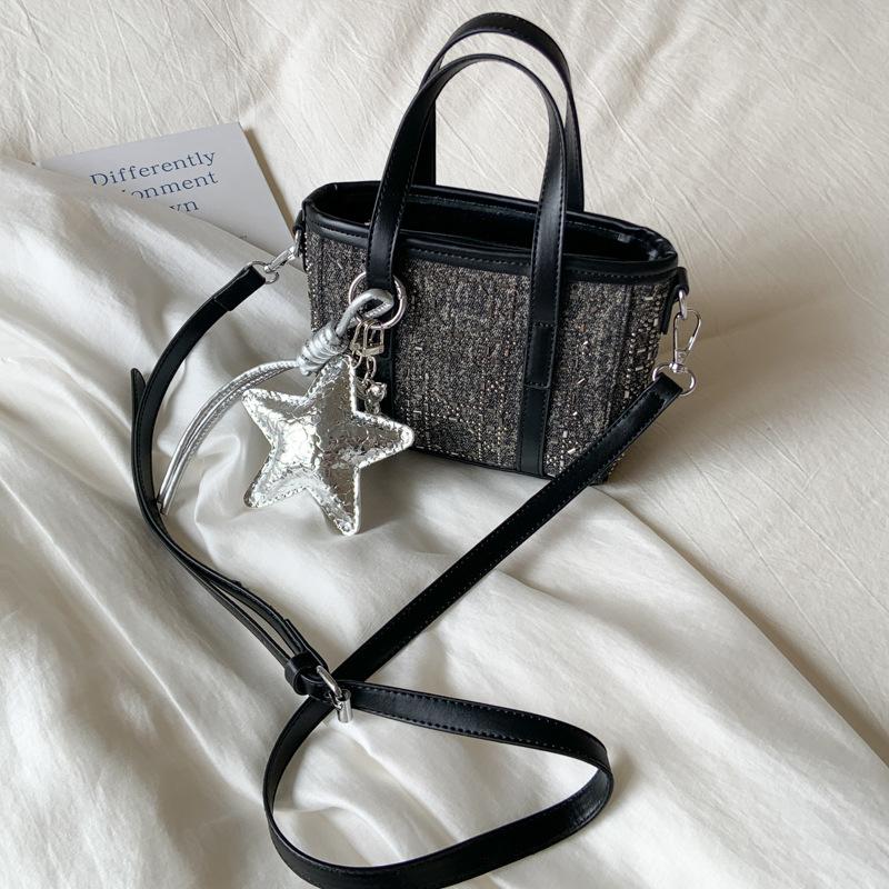 Denim Diamond Bucket Bag Women's 2025 New Fashion Versatile Premium Shoulder Crossbody Bag