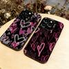 Cute Pink Love Heart Phone Case For iPhone 17,16,15,14,13,12,11 Plus,Pro Max,XS,Colorful Silver Black Cover