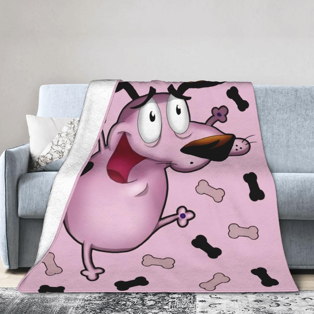 Couraged Cowardlys Dogs Blankets Flannel Decoration Cartoon Breathable Warm Throw Blankets for Sofa Car Bedding Throws
