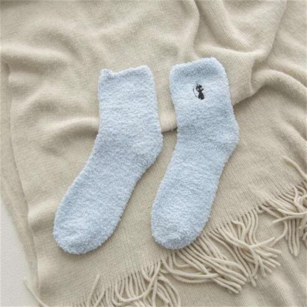 Super Soft Fuzzy Socks Polyester Black Cat Sock New Cozy Fluffy Slipper Socks  Home
