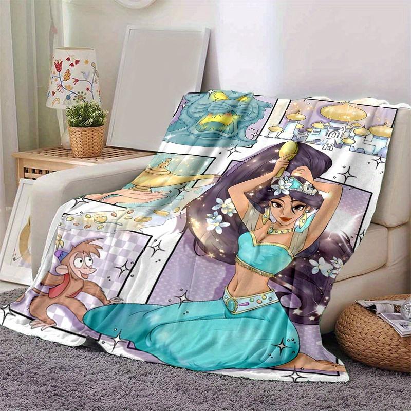 1pc, Princess Jasmine Home Decor Blanket: A Cozy Flannel Throw for Bedroom, Living Room, Travel, Camping, Car