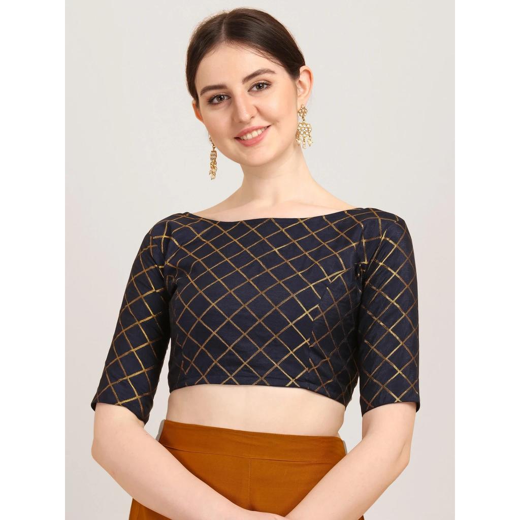 Hermosa Blusa de Trabajo Tejida en Jacquard Ropa para Fiesta de Boda India Choli Cosido