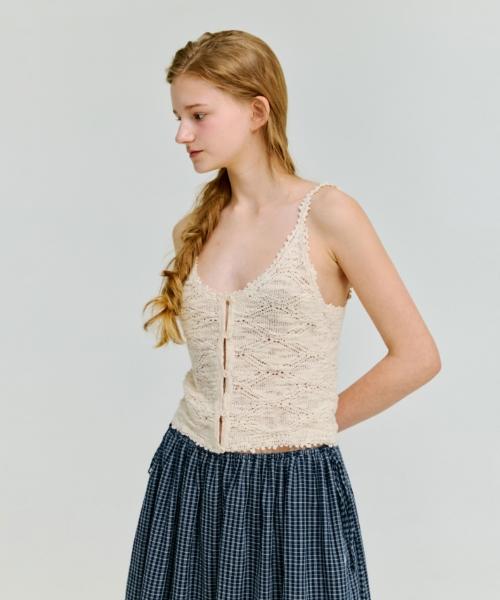 DEPOUND Crochet Sleeveless Knit Top [Ivory]