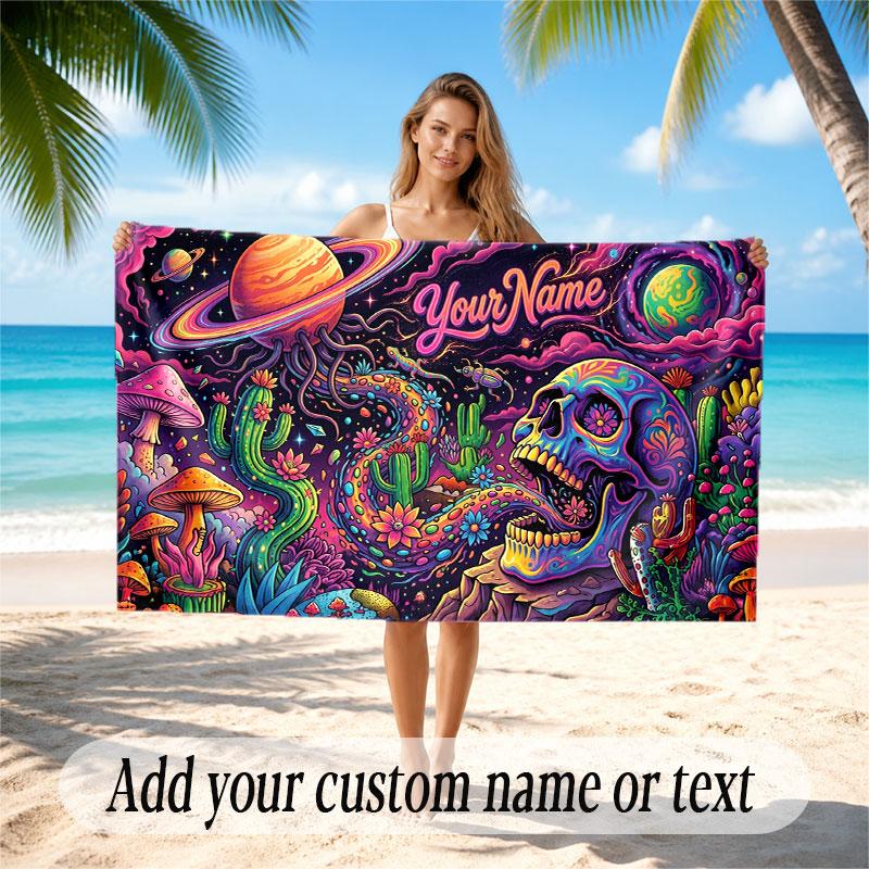 Other Similar Designs Theme Beach Towel Personalized Custom Name & Text Soft Quick Dry Beach Towel for Swimming Travel