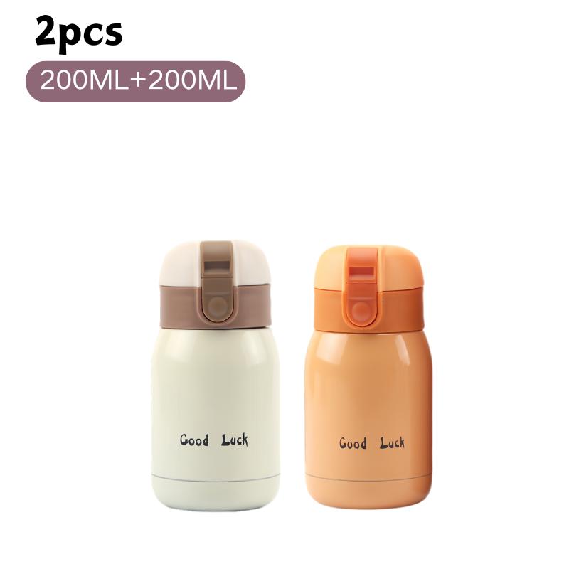 200/350ml Cute Mini Thermos Cup Stainless Steel Thermal Coffee Mug Portable Vacuum Flask Insulated Water Bottle with Button Lid