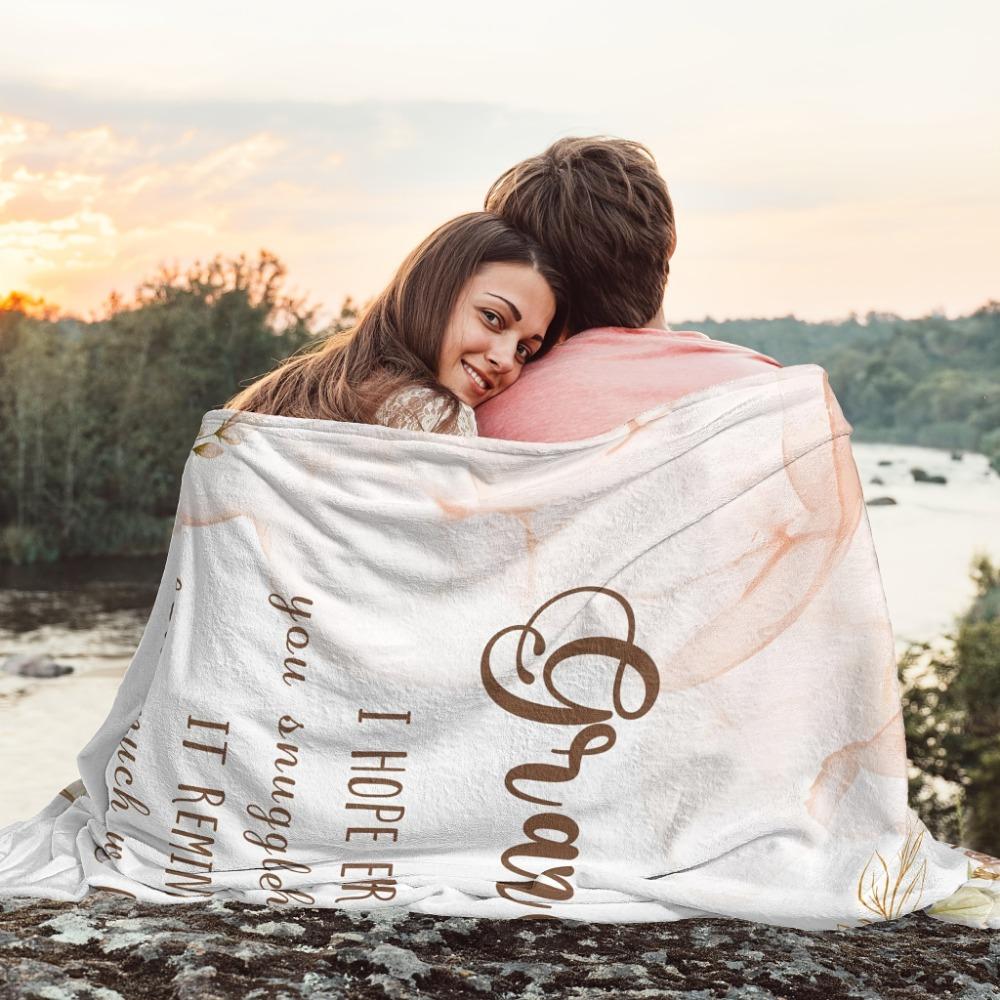 GUOYU Blanket 1pc Pink Blanket Gift for Nana Grandma Warm Comfortable Flannel Blanket for Home Living Room Decoration New Year Christmas Gift