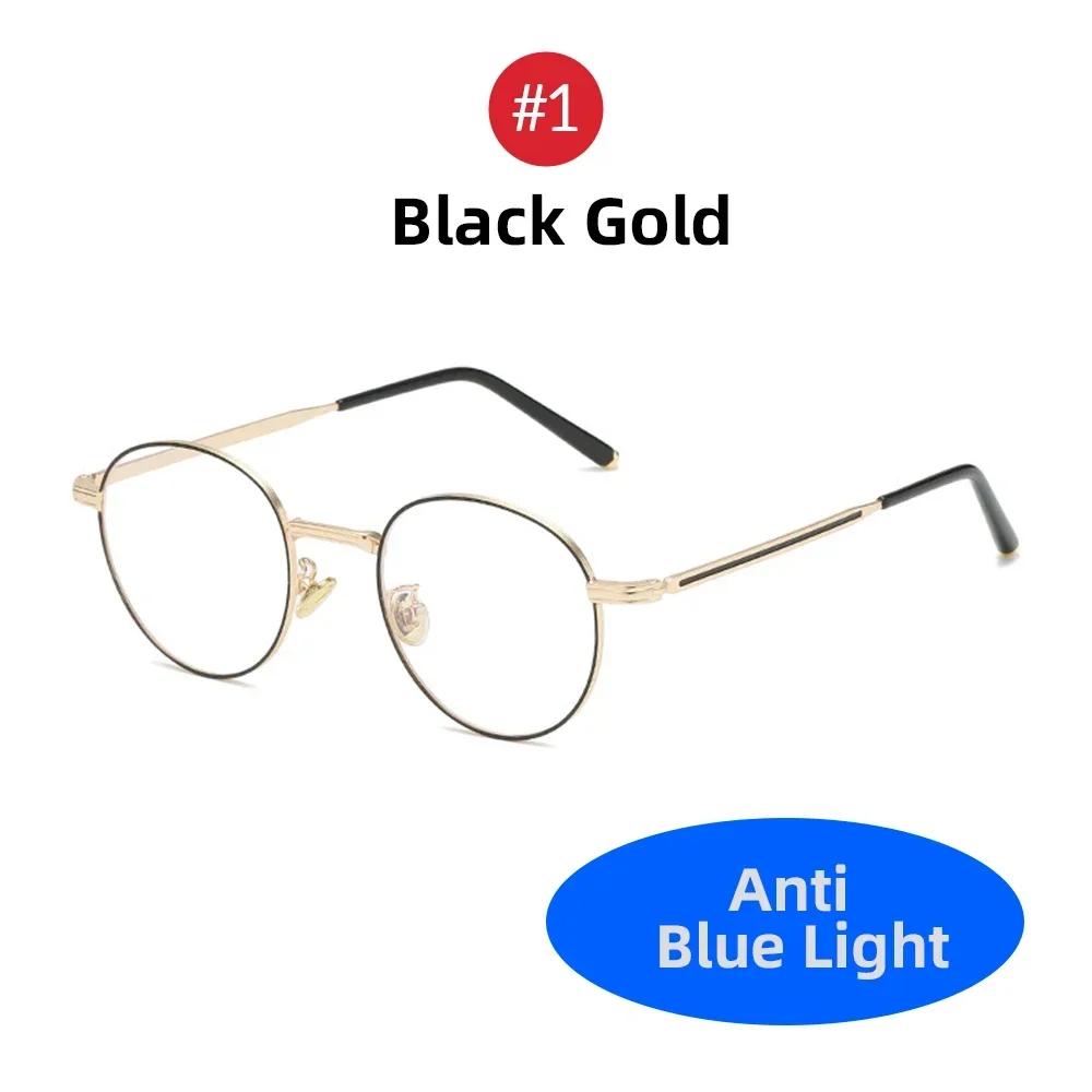 New Blue Light Blocking Glasses Round Metal Frame Korean Style Anti Blue Ray Optical Eyewear for Eye Protection