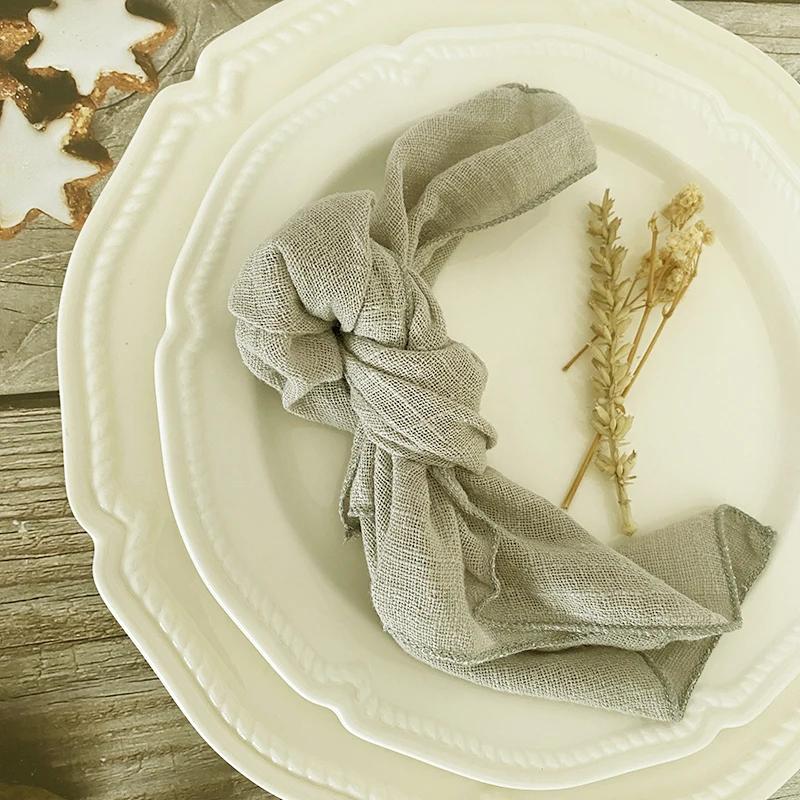 30pcs Handmade Cloth Napkins 40X40cm Boho Rustic Dinner Napkin for Birthday Wedding Party Baby Shower Christmas Table Decoration