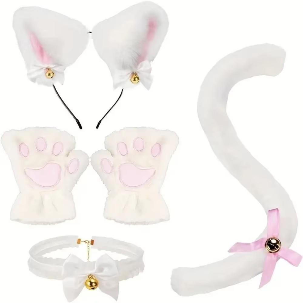 4Pcs Cute Cat Woman Cat Ears Headband Set Bow Jk Cosplay Headwear Cosplay Hair Accessories Lolita Halloween Dress Up Women