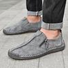 Men's Oversized Bean Shoes with Slip On Casual Shoes, Hand Sewn Business Leather Shoes