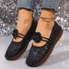Fashion Bling Flowers Round Toe Flats Spring/autumn New Shallow Shoes Female 2025 High Quality Slip-on Sweet Flats Sapatos Planos