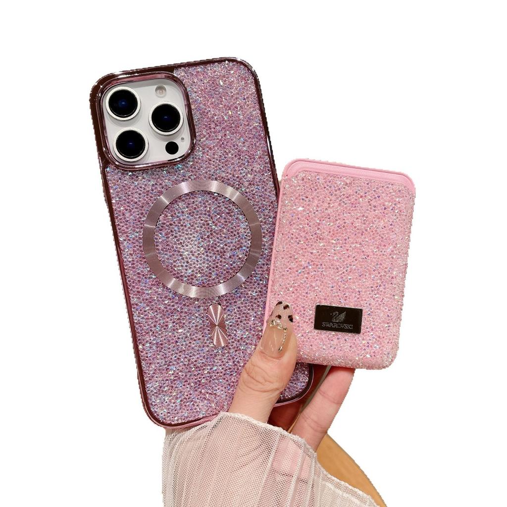 New Diamond Magnet for Apple 16 ProMax Phone Case for IPhone 15 Card Pack for Samsung S25 Ultra Plated Case