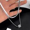 Stacking and Wearing Type Double Layer Geometric Titanium Steel Pendant Necklace for Women Charm Clavicle Chain Fashion Jewelry